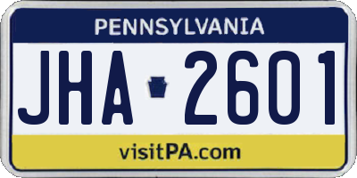 PA license plate JHA2601