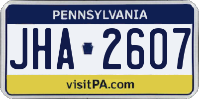 PA license plate JHA2607