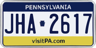 PA license plate JHA2617