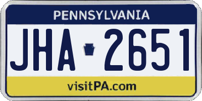 PA license plate JHA2651