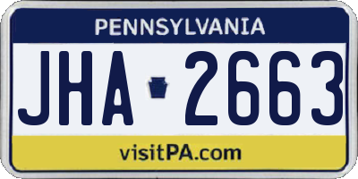 PA license plate JHA2663