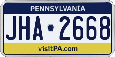 PA license plate JHA2668