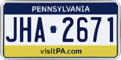 PA license plate JHA2671