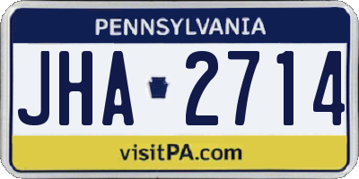 PA license plate JHA2714