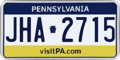 PA license plate JHA2715