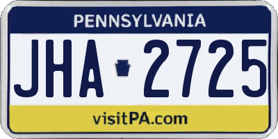 PA license plate JHA2725