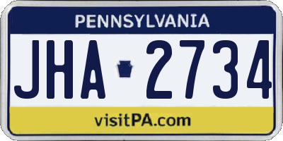 PA license plate JHA2734