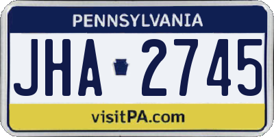 PA license plate JHA2745