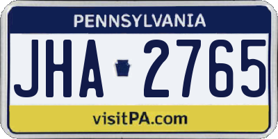 PA license plate JHA2765