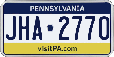PA license plate JHA2770