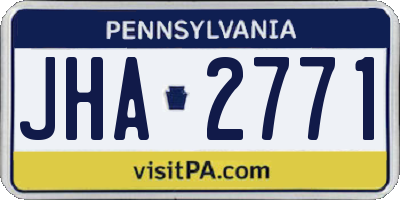 PA license plate JHA2771