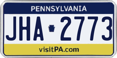 PA license plate JHA2773