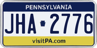 PA license plate JHA2776