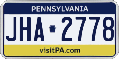 PA license plate JHA2778