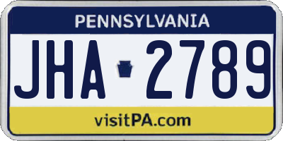 PA license plate JHA2789