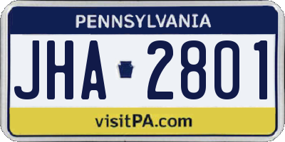 PA license plate JHA2801