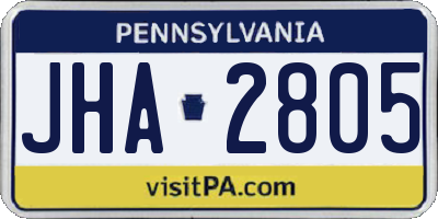 PA license plate JHA2805