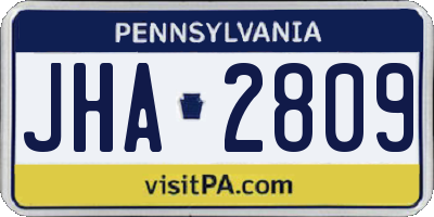 PA license plate JHA2809