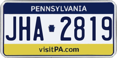 PA license plate JHA2819