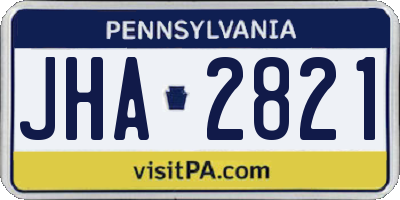 PA license plate JHA2821