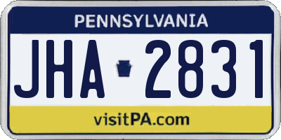 PA license plate JHA2831