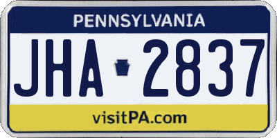 PA license plate JHA2837