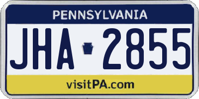 PA license plate JHA2855