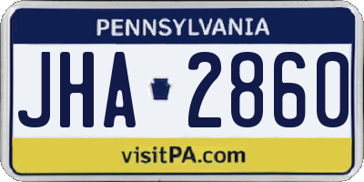 PA license plate JHA2860