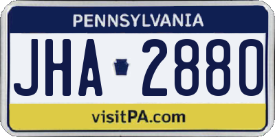 PA license plate JHA2880