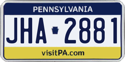 PA license plate JHA2881