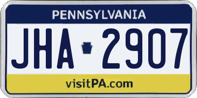 PA license plate JHA2907
