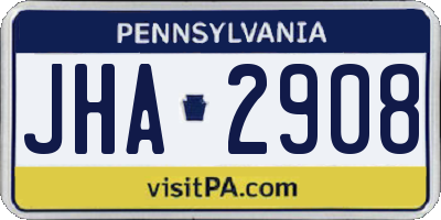 PA license plate JHA2908