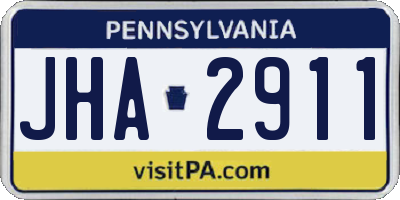 PA license plate JHA2911