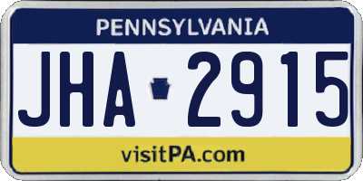 PA license plate JHA2915