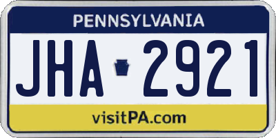 PA license plate JHA2921