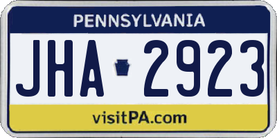 PA license plate JHA2923