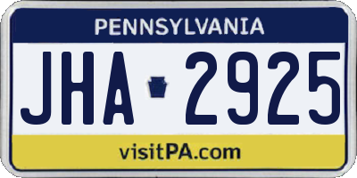 PA license plate JHA2925