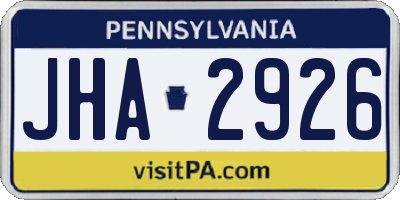 PA license plate JHA2926