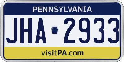 PA license plate JHA2933