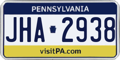 PA license plate JHA2938