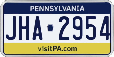 PA license plate JHA2954