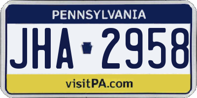 PA license plate JHA2958