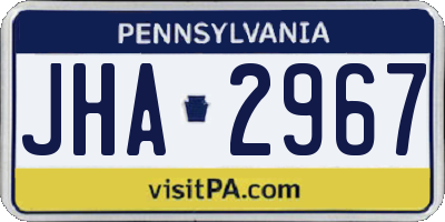 PA license plate JHA2967