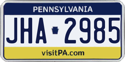 PA license plate JHA2985