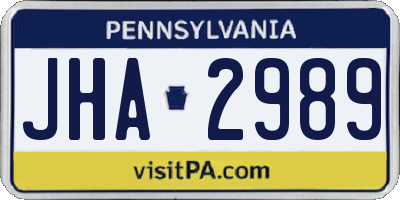 PA license plate JHA2989