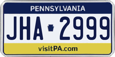 PA license plate JHA2999