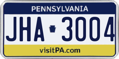 PA license plate JHA3004