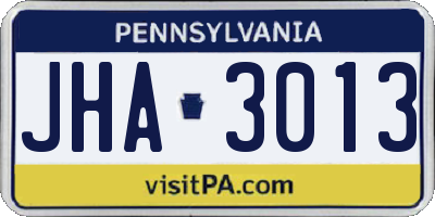 PA license plate JHA3013