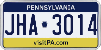 PA license plate JHA3014