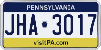 PA license plate JHA3017